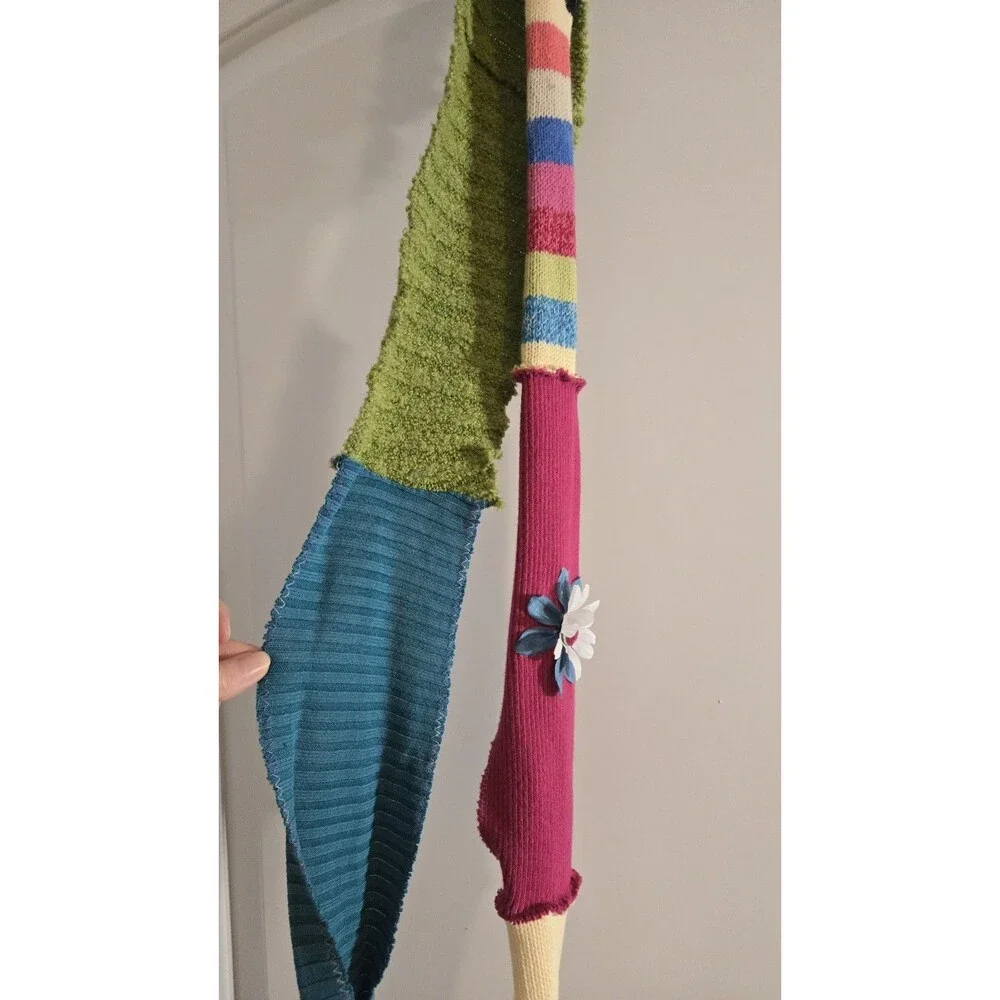 Multicolor Striped Fabric Stretch Headband for Women with Flower Accent